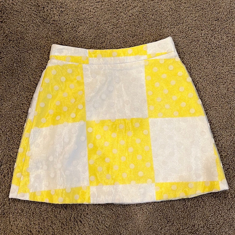 Topshop Yellow and White PolkaDot Skater Skirt